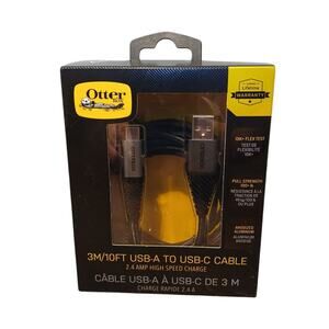 OtterBox USB-A‎ to USB-C Cable 2.4 AMP High Speed Charge 3M/10Ft Black 2017 New